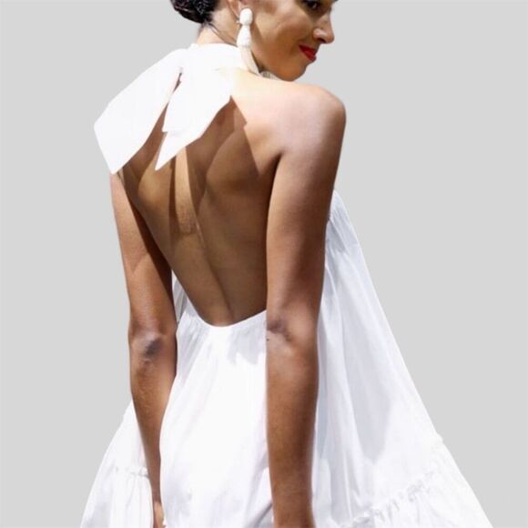 Caroline Constas White Bo Halter Mini Dress Women's Size M - Picture 7 of 16